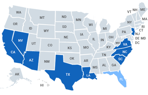 Map of States that we serve